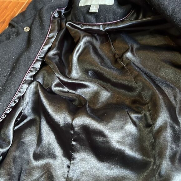 Apt. 9 Wool Black Peacoat Size Large Winter Coat Trench Button Fitted Collared - Picture 8 of 8
